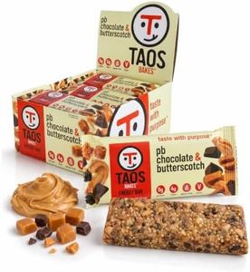 Taos Bakes - Peanut Butter Chocolate + Butterscotch - Snack Bars - 6g Protein, Gluten Free, Plant Based, & Vegan Granola Bars - Filled w/Flax Seeds, Chia Seeds, & Peanut Butter - 12 Pack, 1.8oz ea