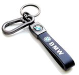 Premium Branded Leather Keychain for Cars and Bikes (BMW, BLACK)