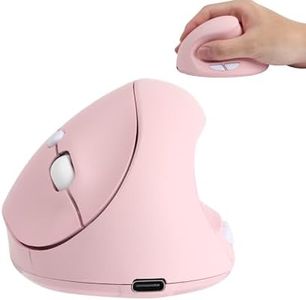 Wireless Mouse Ergonomic Vertical Pink Rechargeable Silent Upright Comfortable Carpal Tunnel Ergo Optical Cordless Mice for Small Middle Hands for PC Laptop Computer Macbook Office Work Wrist Pain