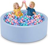 Aunekiv 47.2" x 15.7" Foam Ball Pit for Toddlers, Baby Round Balls Pool for Babies 1-3, Kids Play Ball Pits Ideal Gift for Boys and Girls, Balls Not Included, Lightblue