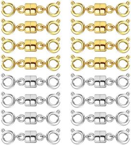 Qulltk Double Magnetic Necklace Clasps and Closures 14K Gold and Silver Bracelet Extender Jewelry Clasps Converters for DIY Jewelry Making
