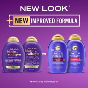 OGX Biotin & Collagen Volumising Shampoo, Sulfate-Free, 385ml