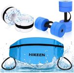 Hikeen Water Aerobics Pool Exercise Equipment,Aqua Aerobics Equipment Set,Includes High Density Water Dumbbell Aqua Belt and Water Ankle Weights for Aquatic Aerobics Exercise,Pool Fitness