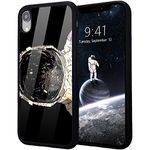 Idocolors Men's 6 plus/6S Plus Case,Black Design Soft Silicone Bumper&Aluminum Hard Back Anti-Fall Shockproof Cover Creative Cool Astronaut Case for iPhone 6plus/6S Plus