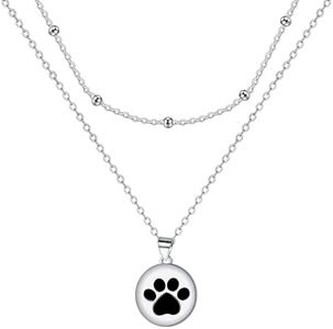 J.MUEN Collana Donna Ciondolo Zampa Cane Argento 925 con Scatola Regalo-per Donna Bambina Regalo