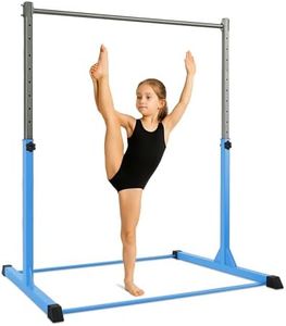 KAYMAN Gymnastics Horizontal Bar with Hand Protection Wrap, Adjustable Height & Feet - Durable Iron Equipment for Flexibility Training, Compact & Stylish - Perfect for Home Gym, Large