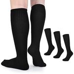 3 Pairs Boys Soccer Socks Kids Football Socks Girls Knee High Socks Baseball Softball Athletic Sports Tube Stockings Kids (Black, M)