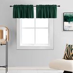 DONREN 2 Panels -16 Inch Length Dark Hunter Green Blackout Valances for Windows - Bedroom Small Window Valances for Home Decoration(Emerald Green,52 x 16 Inches Long)