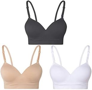Lemef Seamless Bras for Women Wirefree Padded Bras Black,White,Beige Size 2XL