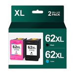 HALLOLUX for HP 62 Ink Cartridges XL Black/Colour Combo Pack Replacement HP62 HP62XL 62XL Compatible with OfficeJet 250 200 5740,Envy 5660 5540 7640 5640 7645 5549 Printer (1 Black,1 Tri-Color)