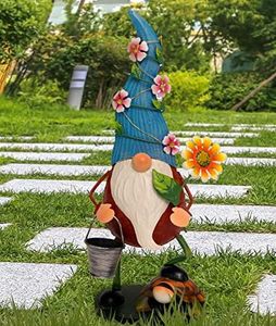 Sleeky Lime Garden Gnomes Outdoor Large | Metal Gnome Decorations for Yard | Gnomes for Garden Decor | Father Present |16" Metal Large Garden Gnome