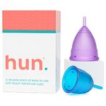 Hun Menstrual Cups – 2 Pack, Regular, Soft Medical-Grade Silicone, Reusable Period Cup, 12-Hour Leak Protection