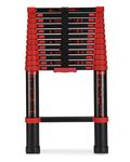 Soctone Telescoping Ladder 12.5 FT Aluminum Extension Ladder with Triangle Stabilizers, 330 lbs/150Kg Max Capacity, Multi-Purpose Collapsible RV Ladder for Outdoor, Red