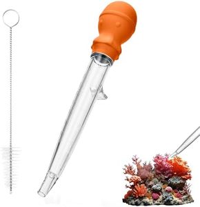 U-Taste Aquarium Pipette Cleaner: 1.5oz Coral Feeder for Fish Tank Cleaning, Manual Feeding Tube, Food Grade Siphon Dropper, Waste Remover with Strong Suction & Stand & Brush (11.98in, Orange)