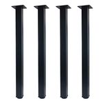 QLLY 28 inch Adjustable Metal Desk Legs, Square Office Table Furniture Leg, Set of 4 (Black)