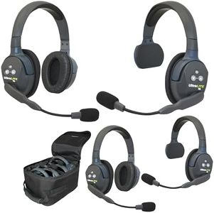 Eartec UL422 Ultralite-HD 4-Person Full Duplex Wireless Intercom Headset Communication System, Single and Dual Ear Headsets, Up to 1000ft Range, U.S. Company