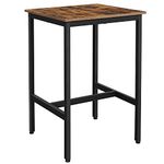 VASAGLE Bar Table, Small Kitchen Table, High Top Pub Table, for Living Room Study, Industrial Steel Frame, 23.6 x 23.6 x 36.2 Inches, Rustic Brown and Black ULBT25X