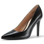 JENN ARDOR Women's High Heels Closed Pointed Toe Stiletto Classic Office Dress Bridal Wedding Pumps Sexy Prom Shoes, Dark Black, 8