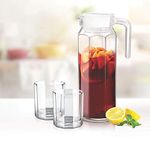 KELVEE Water Pitcher with Lid (1.1L) Water Carafe Iced Tea Pitcher Suitable for Water, Tea, Juice, Lemonade Space Saving Shape, Leakproof, Premium BPA-Free Pack of 1