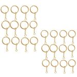 Key Ring with Chain and Open Jump Rings ~1inch, 25mm Round Split Key Rings for Keychains – Stainless Steel - Golden-PCS (50)