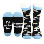 MYSOMY Funny Snowmobile Gift 2 Pairs I'd Rather Be Snowmobiling Socks Sledding Gift for Snowmobile Lover Snowmobile Rider Gift (I'd rather be snow-mobiling)