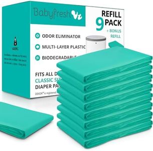 Refills Compatible with DEKOR Classic Diaper Pails 8 Pack Plus 1 More Exclusive 30% Extra Thickness Diaper Pail Refill Bags with Powerful Odor Elimination Fresh Powder Scent