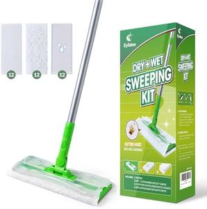 Eyliden Sweeper Mop with 36 Refills - 3 Types of Disposable Dry & Wet Cloths | Lock-Tight Design No Lost Pads, Universal Refills, Multi-Surface Sweeping Starter Kit for Pet Hair, Dust, Floor Cleaning