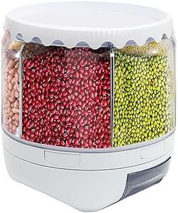 Bazargame Dispenser di 6 griglie per cereali, girevole a 360°, salvaspazio, resistente all'umidità, per cereali, cereali (5 l)