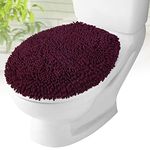 MAYSHINE Plush Shaggy Standard Toilet Seat Lid Cover (Burgundy) | Fuzzy Chenille Microfiber, Fluffy Soft Absorbent - Machine Washable Cushion | No More Cold or Wet Seats