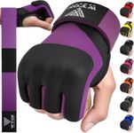 WYOX Gel Boxing Hand Wraps Inner Gloves for Men and Women, Quick 80cm Long Wrist Straps, Elasticated Padded Boxing Wraps for MMA, Kickboxing, Martial Arts Training Bandages (Purple, XS)