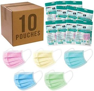 TCP Global Salon World Safety - Kids Face Masks 100 Pk 3-Ply Protective PPE (5 Colors, 20 Each)