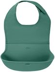 OXO Tot - Roll-Up Bib - Comfortable Soft Waterproof Lightweight Silicone Baby Bib and Toddler - Fabric Rolls Up into Pocket for Travel and Storage - Sage