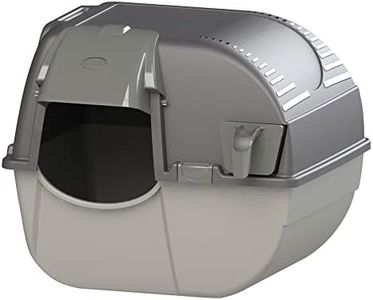 Omega Paw EZ-RA20-1 Elite Roll 'N Clean Self Cleaning Litter Box with Integrated Litter Step and Unique Sifting Grill, Large, Gray Easy Fill