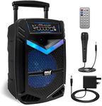 Pyle Portable Bluetooth Karaoke Machine, 1200W Rechargeable Speaker System with 38cm Subwoofer, Mic Input, Party Lights, USB SD Radio, Voice Amplifier, Singing Machine for Kids and Adults