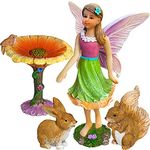 Mood Lab Fairy Garden Kit - Miniature Figurines & Accessories - Flower Set of 4 pcs - for Outdoor or House Decor