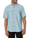 Carhartt Men's Loose Fit Midweight Chambray Shortsleeve Shirt, Blue Chambray, Large