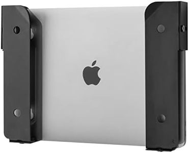 CaSZLUTION Wall Mount and Under Desk Mount Laptop Holder, Universal Laptop Storage Bracket for Devices Up to 1.18" Thick Macbooks, Surface, Keyboards, Tablets & More (Metal Black)