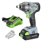 WORKPRO 20V Cordless Impact Wrench 1/2 in, Brushless Impact Gun with Battery and Charger, High Torque 370 ft-lbs (500N.m), LED Work Light and Belt Clip Included