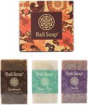 Bali Soap - Natural Soap Bar, Men's & Women Bar Soap, Scented, Handmade, Vegan, Exfoliating, Gifts Set 3 pc Variety Pack Sandalwood, Ylang Ylang, Vanilla 100g each