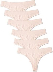 Kalon 6 Pack Women's Nylon Spandex Thong Underwear (X-Small, Ivory Blush)