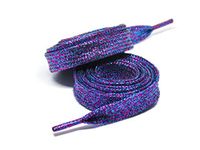 maxstrapz Metallic Glitter Shoelaces From Sparkly Shoe Laces (65cm, Purple/Blue)