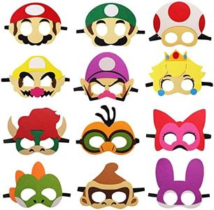 NUOMAN 12 Pack Felt Masks Kids Themed Party Supplies for Party Favors for Cartoon Masks Boys Girls Birthday Gift Soft Felt with 12 Different Types