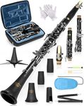 AKLOT B Flat Concert Clarinet: Precision Tone Hole Design for Stable Intonation, Durable Nickel-plated Keys, Including Leather Hard Case, Barrel, Stand, Full Cleaning Kit (Aria-PS)