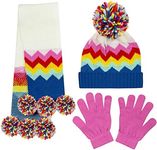 PEAK 2 PEAK Girls and Boys 3 Piece Beanie Hat Scarf and Glove Matching Set [4015] (Stripped)