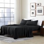 Cathay Home Essentials Ultra Soft Hypoallergenic Wrinkle Resistant Double Brushed Microfiber Bedding Sheet Set, Black, Queen