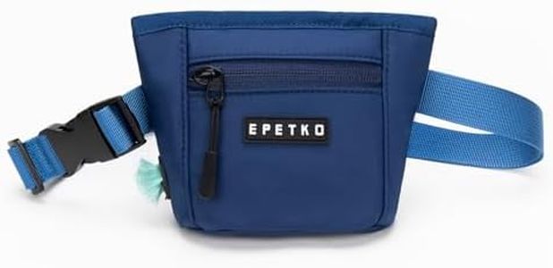 EPETKO Dog Treat Pouch, Powerful Magnet Closure Device Dog Training Treat Bag Large Capacity Pet Treat Pouch with Poop Bag Dispenser Treat Bag for Dog Training with Metal Waistband Clip (Deep Blue)