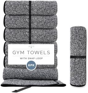 S&T INC. Microfiber Gym Towels with Snappable Hang Loop, Quick-Dry Workout, Yoga & Sports Towels, Soft Absorbent Towels for Gym, Travel & Home, 16 x 27 Inches, 6 Pack