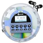 KLIM Nomad Transparent - New 2024 - Portable CD Player Walkman with Long-Lasting Battery - Includes Headphones - Radio FM - MP3 CD Player Portable - TF Card Radio FM Bluetooth - Ideal for Cars