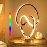 airnasa Modern Spiral RGB Table Lamp, Touch Dimmable LED Bedside Lamp, Modern Nightstand lamp with 10 Lighting Modes, Cool Lamps for Bedroom Living Room Office Art Deco, Unique Lamps for Gift(Silver)