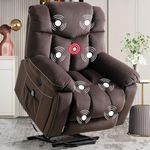 CANMOV Large Power Lift Recliner Chair for Elderly, Massage and Heated Lift Chair for Seniors Big and Tall People, Fabric Reclining Chair with Concealed Cup Holders, Side Pocket, USB Port (Chocolate)